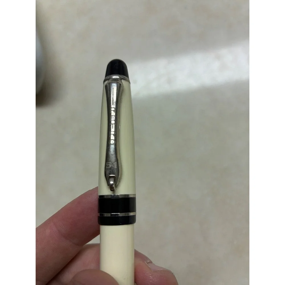 Retro 51 Script Fountain Pen Empty Casing Ivory Black Chrome Vintage Style
